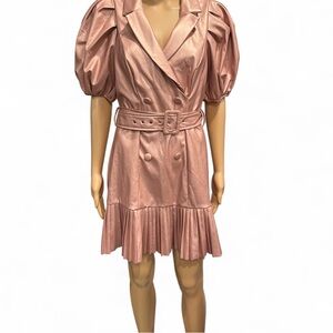 Chic Pink Belted Mini Dress